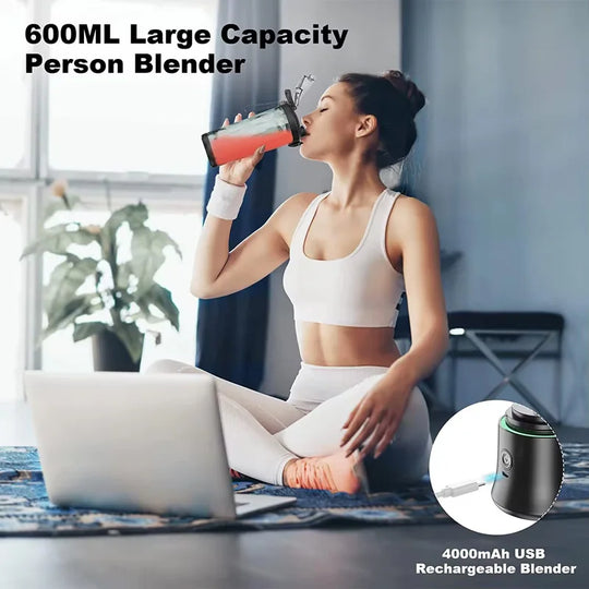 Portable Travel Blender 600ml Smoothie Maker With Spout Portable Blender USB Rechargeable Protein Blender