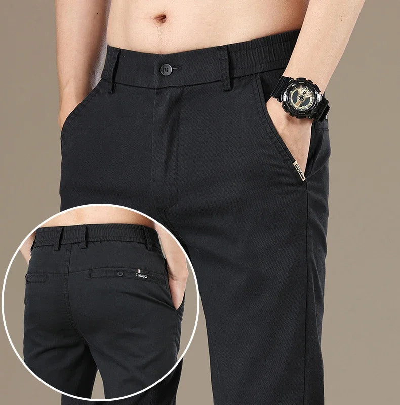 New 2025 Summer Lyocell Fabric Mens Casual Pants Hight Quality Fashion Slim Business Trousers Brand Elastic Soft Cargo Pants