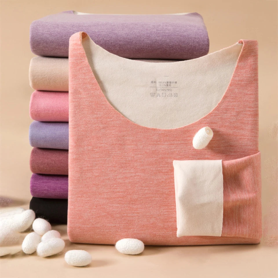 Women's Thermal Underwear Set First Base Layer Long Johns Fleece Lined