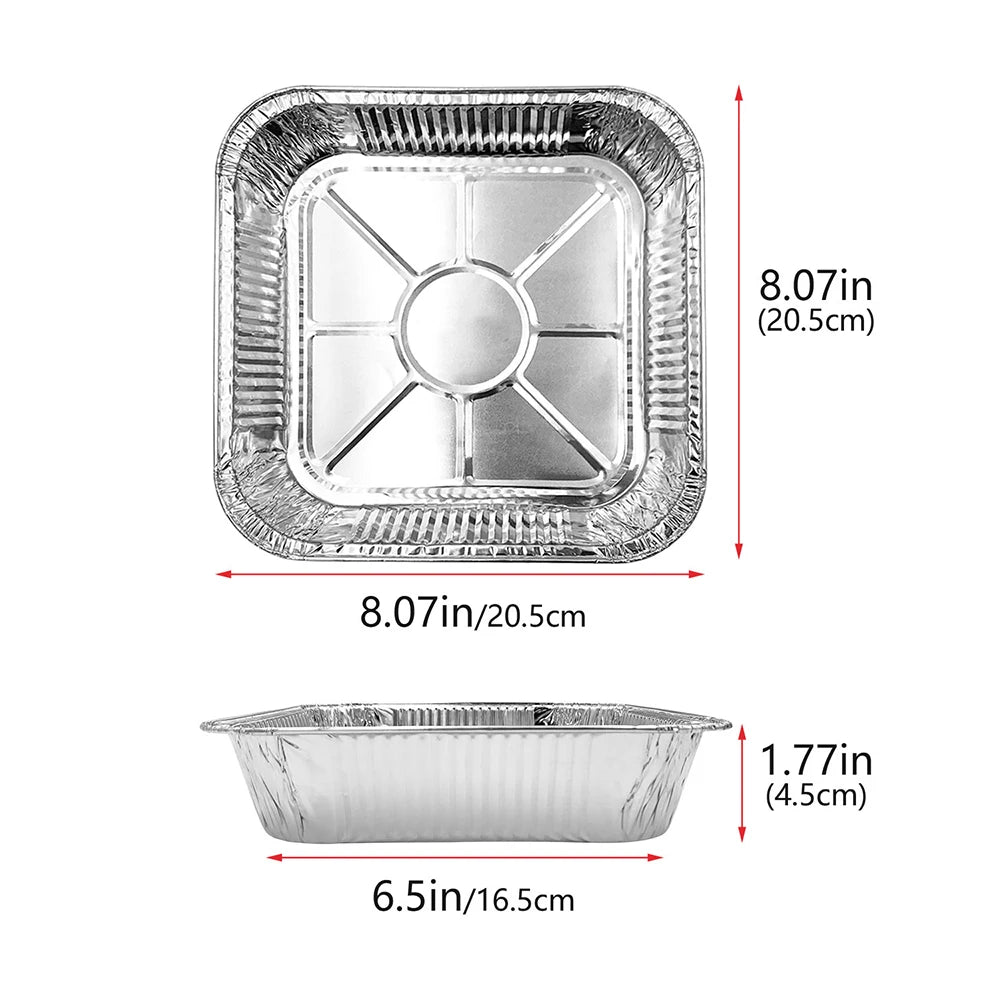 50PCS 20CM Square Air Fryer Aluminum Foil Pan Oven BBQ Tray Food