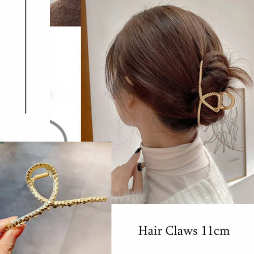 Fashion Metal Hair Claw For Women Gold Silver Color Cross Crab Hair