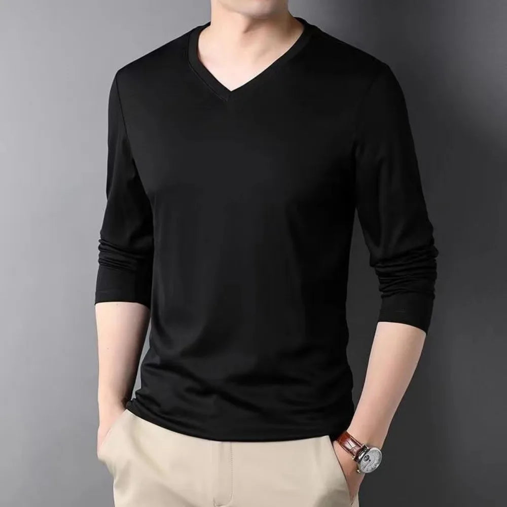 Fashion Luxury Men's Clothing Stylish V-Neck Men's Long Sleeve Casual