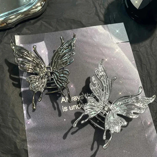 Butterfly Hair Clip Bright Silver Cross Geometric Hairpin Rose Flower