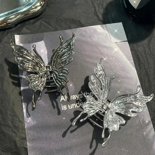 Butterfly Hair Clip Bright Silver Cross Geometric Hairpin Rose Flower