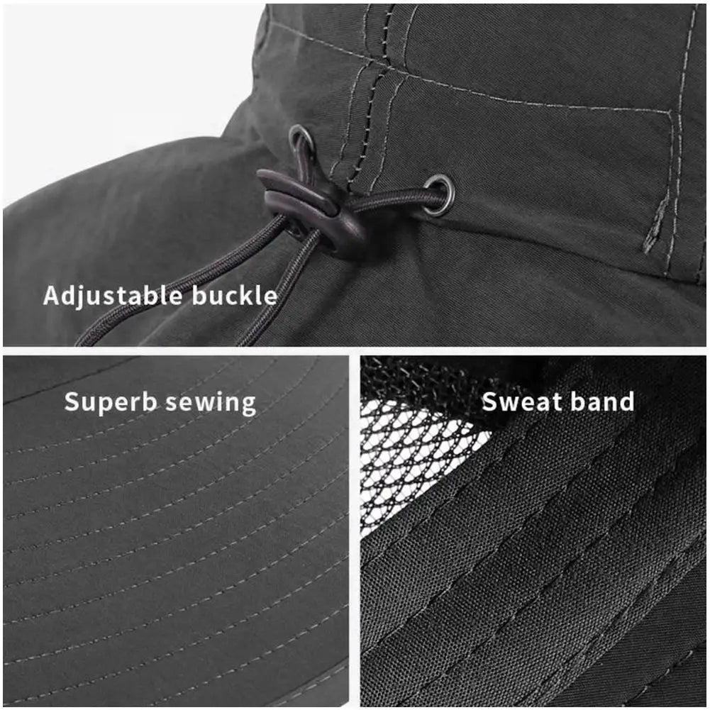 Wide Brim Sun Hat with Neck Flap for men women Adjustable Outdoor