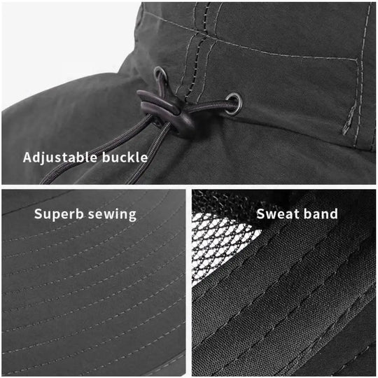 Wide Brim Sun Hat with Neck Flap for men women Adjustable Outdoor
