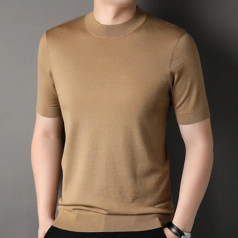 Worsted Mercerized Men Summer Short Sleeves T-shirt Versatile Fashion