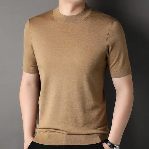 Worsted Mercerized Men Summer Short Sleeves T-shirt Versatile Fashion