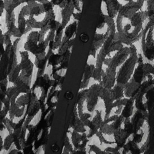 Men Shirt Mesh Transparent Jacquard Lapel Long Sleeve Streetwear Sexy Men Clothing 2025 Fashion Unisex Shirts S-5XL INCERUN