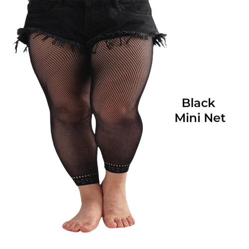 Women's Footless Fishnet Ankle Tights Plus Size High Waist High