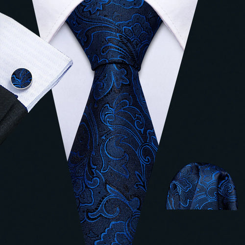 Men Tie Gold Navy Blue Striped Silk Tie 3.4" Jacquard Party