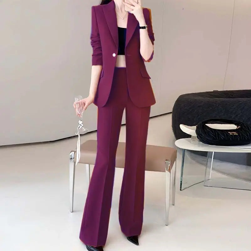 Women's 2025 Spring New Fashion Professional Suit Jacket Pants Two