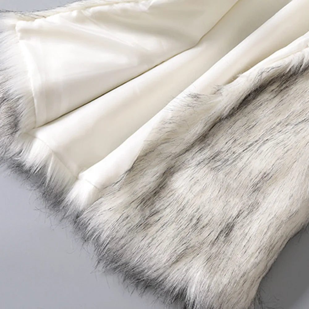 Winter Women's Vest Coat Wool Vest Faux Fur Vest Stand Collar Faux Fur