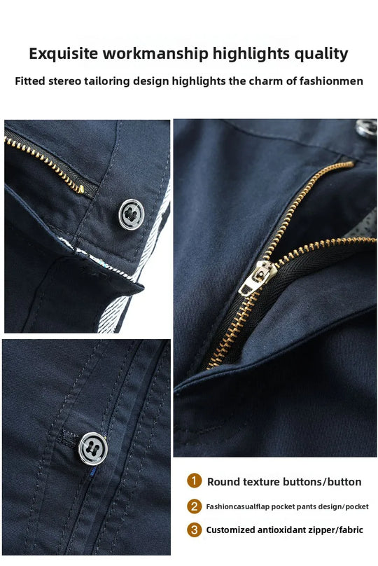 Top Quality 100% Cotton New Brand Casual Fashion Business Long Pants Straight High Waist Regular Fit Trousers Men's Clothing