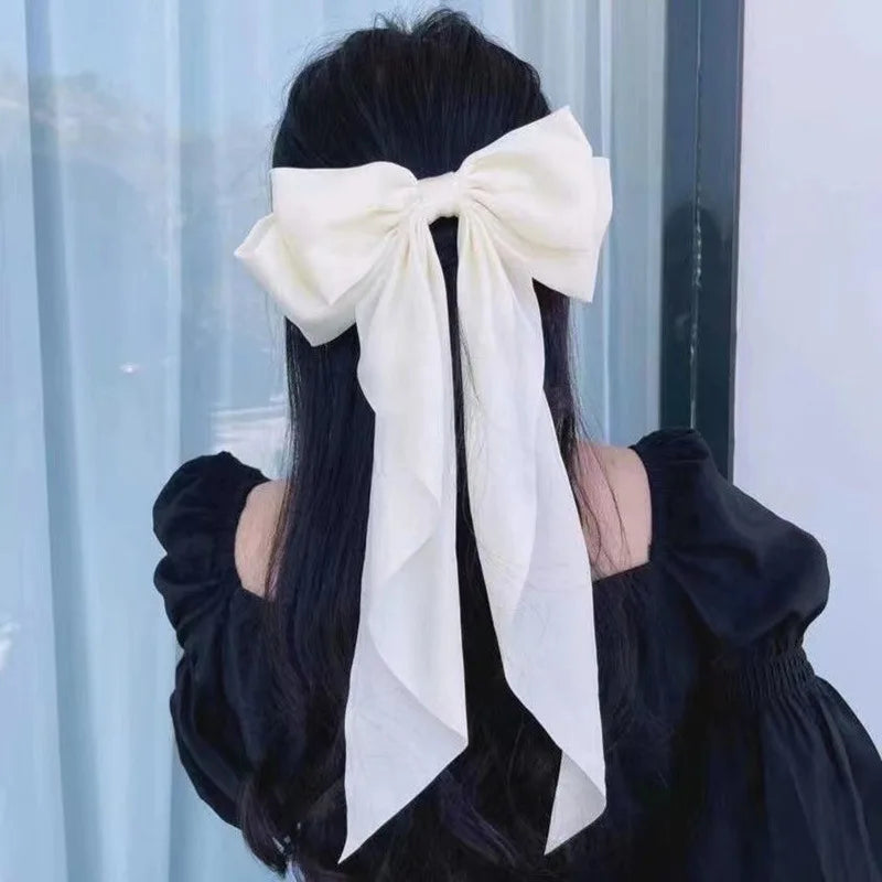 2023 New Women Large Bow Hairpin Summer Chiffon Big Bowknot Stain Bow