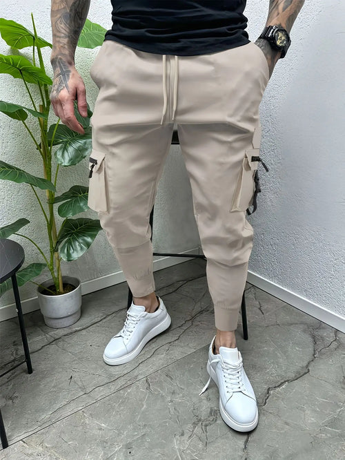Spring and Autumn men ebay casual multi-pocket slim foot overalls