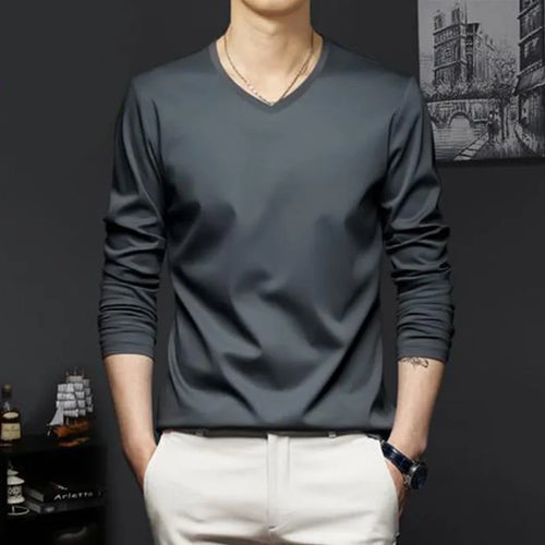 Autumn New Promotion Ice Silk T-shirt Men's Korean Casual Versatile