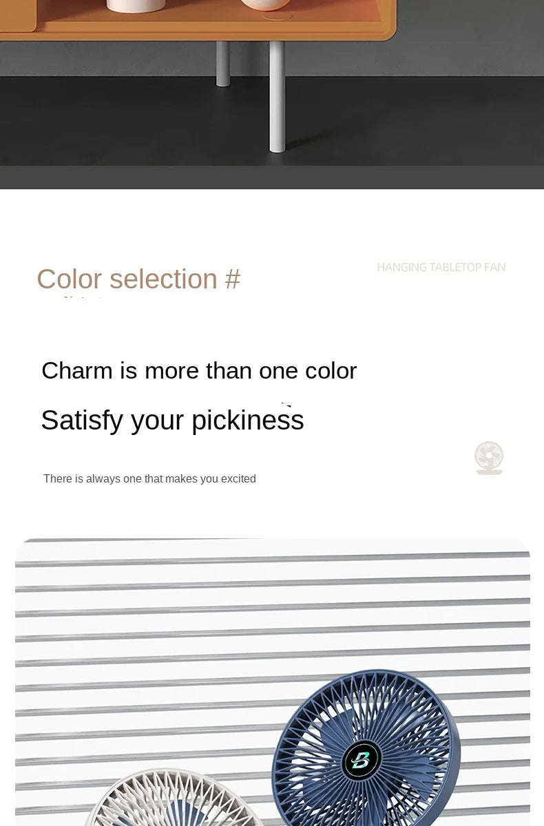 2IN1 Folding Desktop Fan Portable Air Conditioner Wall Mounted Fan Rechargeable with 3 Gears for Home Office