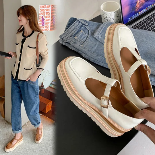 Fashion High Heels Cow Leather Women Wedges Shoes Elegant Ladies Party Shoes Brand Women Pumps Retro Woman Wedge Heel 6cm