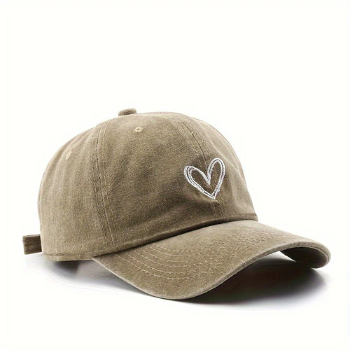 Spring/SummerHat Female Embroidered Peach Heart Wash Denim Baseball