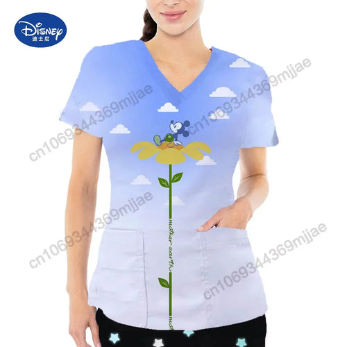 Fashion Vintage Y2k Tops V-neck Anime T-shirt Pocket Woman Clothes
