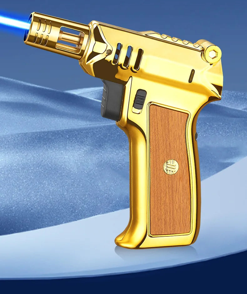 Outdoor Windproof Butane Gas Turbo Metal Lighter Multipurpose High Temperature Welding Gun Inflatable Lighter Men's Somking Tool
