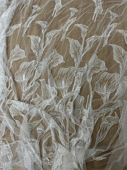 New Hot  Low Price  Off White Embroidery Wedding Dress Tulle Lace