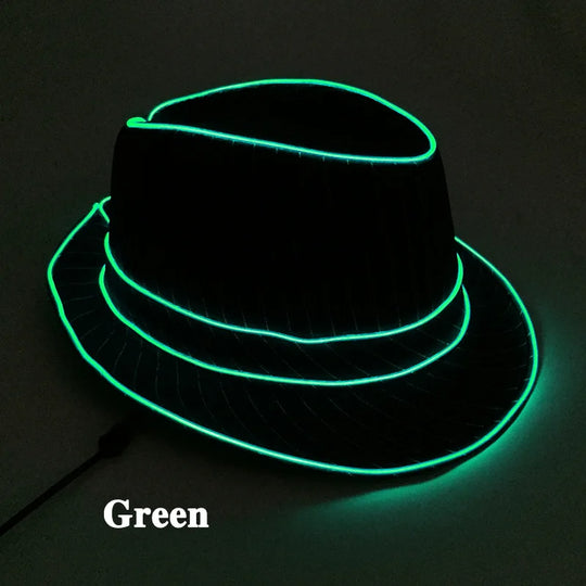 light up Men's hat and tie Led luminous Funny hat glowing Top Hat for Fluorescent club dance show props performances costumes