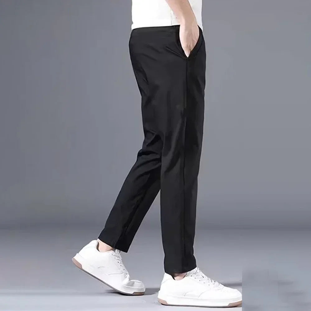 Mens Slim FIT Stretch Chino Trousers Casual Flat Front Flex Classic