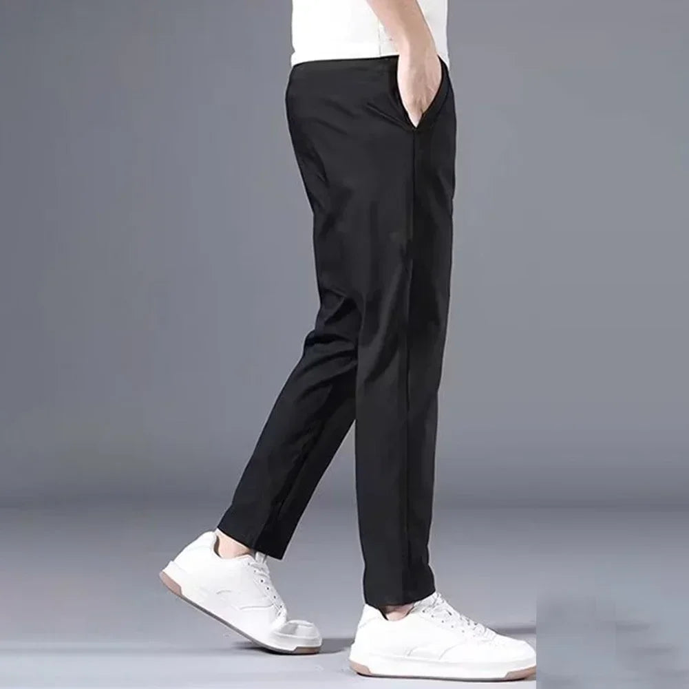 Mens Slim FIT Stretch Chino Trousers Casual Flat Front Flex Classic