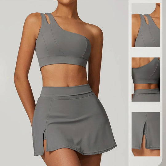 Tennis Dress Yoga Suit Slant Single Shoulder Bra Quick Dry Fitness