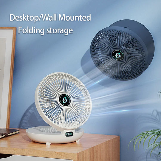 2IN1 Folding Desktop Fan Portable Air Conditioner Wall Mounted Fan Rechargeable with 3 Gears for Home Office