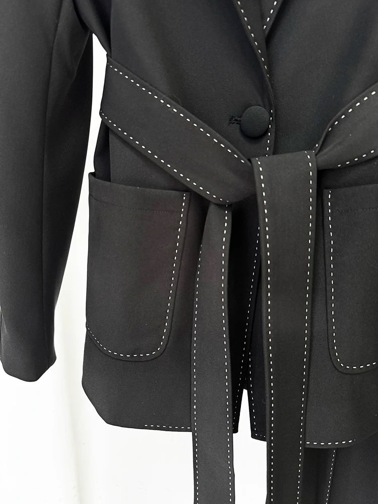 HIGH STREET Newest Fashion 2024 Designer Suit Set Women's Contrast