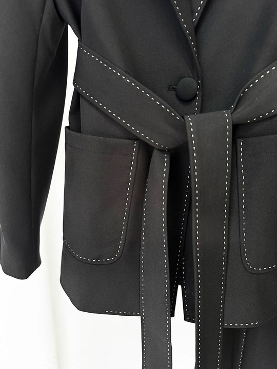 HIGH STREET Newest Fashion 2024 Designer Suit Set Women's Contrast