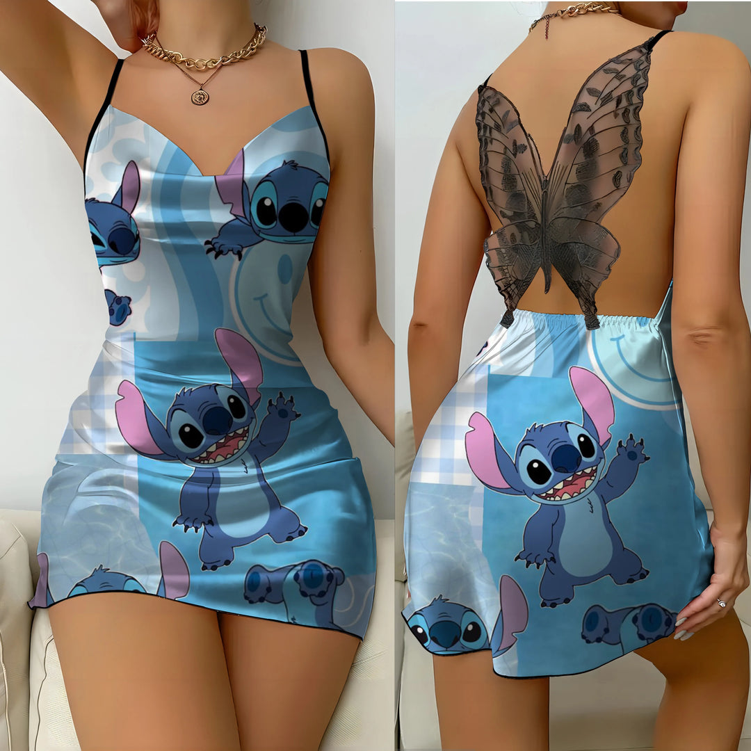 Bow Knot Womens Dresses Lace Dress Disney Satin Surface Pajama Skirt