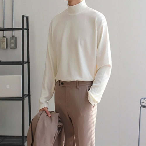 Yasuk Spring Autumn Winter Solid Casual Plush Turtleneck Men's Loose