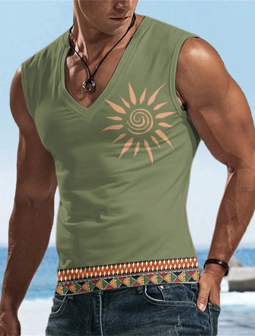 Men's Tank Top Sleeveless T-Shirt Pattern Print Summer Sports Running