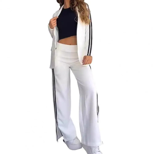 2 Pcs/Set Women's Blazer Formal Coat Pants Set Autumn Winter Long