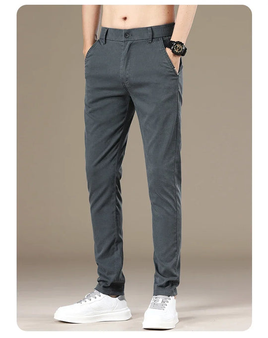 New 2025 Summer Lyocell Fabric Mens Casual Pants Hight Quality Fashion Slim Business Trousers Brand Elastic Soft Cargo Pants