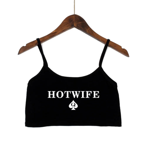 Fashion Women's Sexy Elastic Cotton Camis HOT WIFE Letters Print