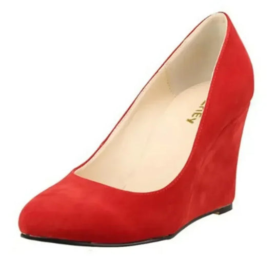 Women Wedge Shoes Spring Autumn Classic Sexy Pointed Toes Platform High Heels Pumps Black Office Lady Party Dress Wedding Shoe
