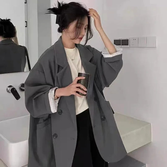 2025 Oversize Blazers Women Fall Long Sleeve Black Suit Streetwear