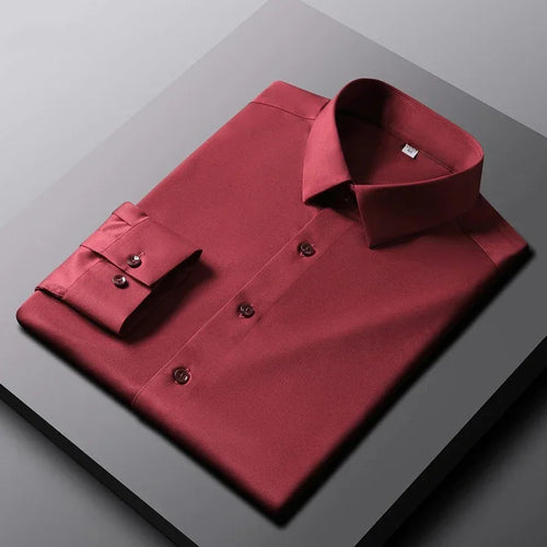 Men's Casual and Fashionable Long Sleeved Solid Color Shirt Non