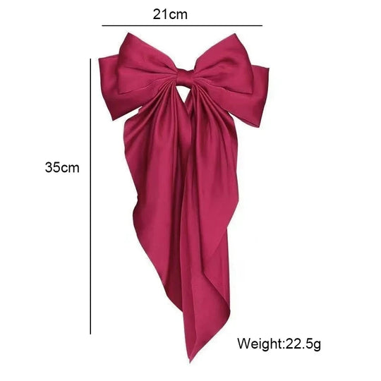 10PCS Elegant Bow Ribbon Hair Clip Women Fashion Simple Solid Satin