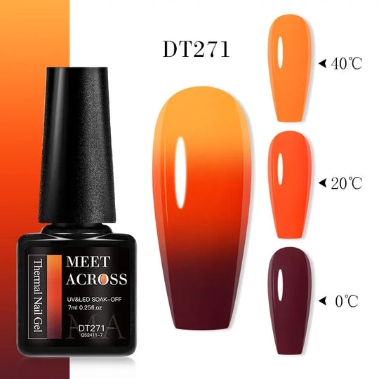 MEET ACROSS 7ml Thermal Gel Nail Polish Manicure 3 Layers Temperature Changing UV Gel Semi Permanent Soak Off Varnish Nail Art