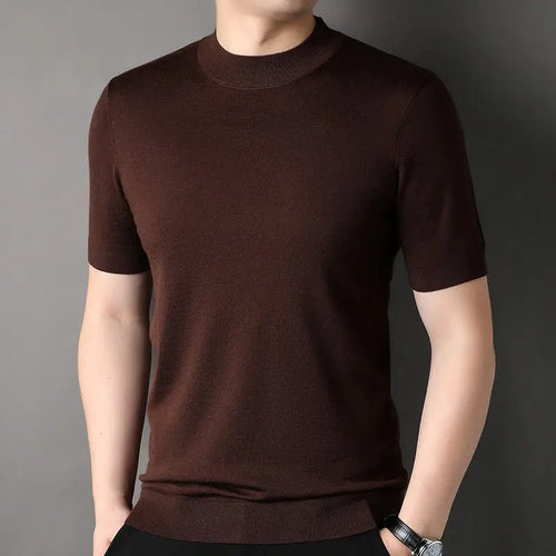 Worsted Mercerized Men Summer Short Sleeves T-shirt Versatile Fashion
