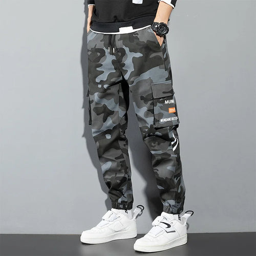 Orange Cargo Pants Men Hip Hop Joggers Y2K Streetwear Casual Pants