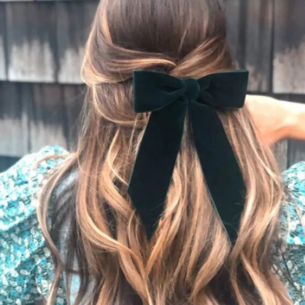 Bow Velvet Barrettes Women Temperament Ponytail Hairpin Hair Clip