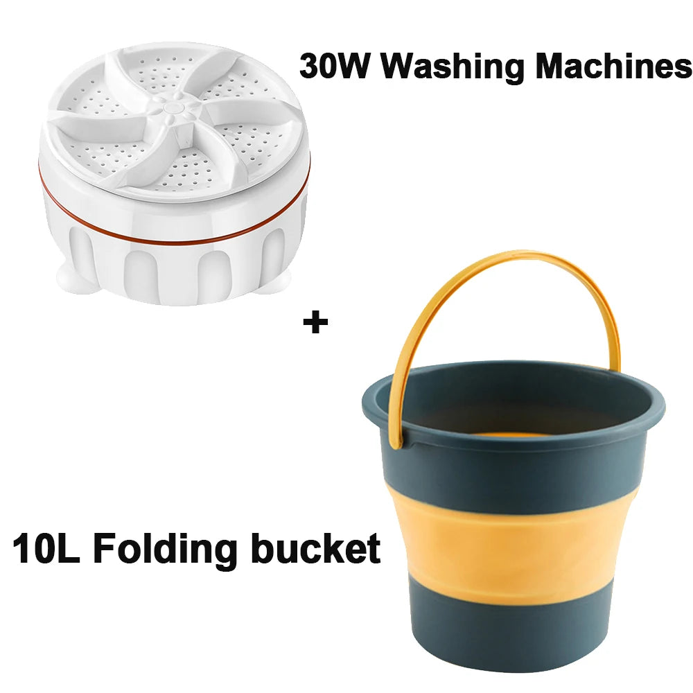 30W Ultrasonic Turbo Washing Machine USB Mini Turbo Laundry Cleaning for Baby Clothes Underwear Socks Business Trip Travel