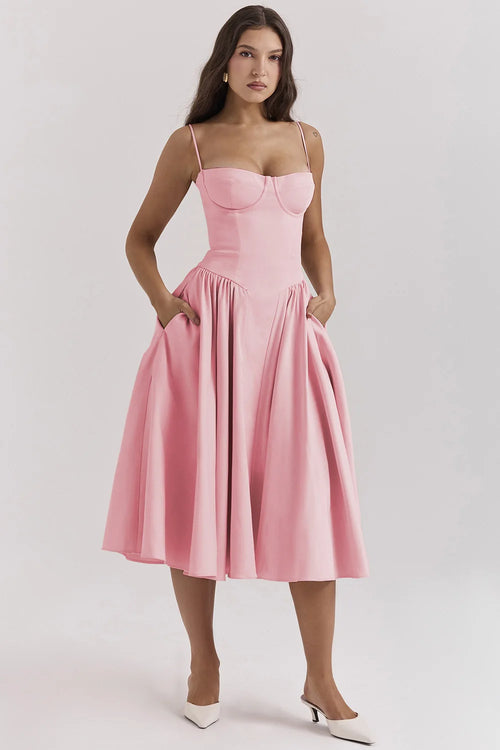 Summer skirt new French vintage maxi dress court wind Dopa wear strap